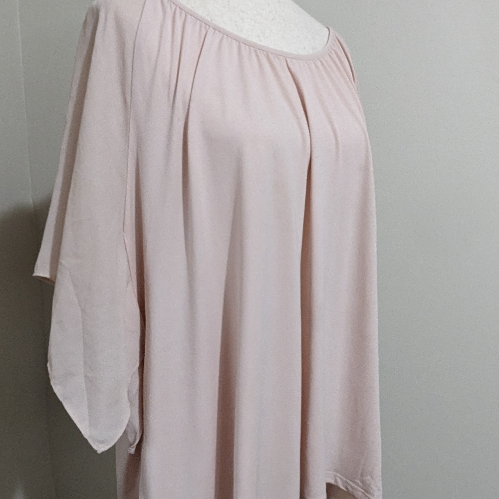 Premise 3X Women's Plus Flowy Lined Elegant Blouse, Short-sleeved Top